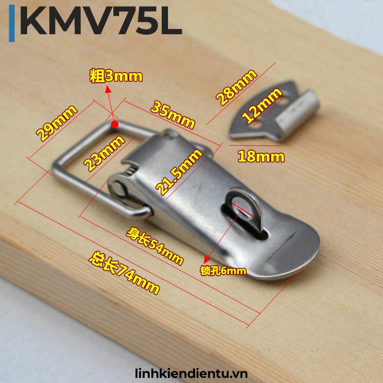 Khóa mỏ vịt có khoen khóa, inox 304 - KMVxL