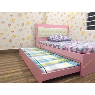 [Freeship HCM] Giường ngủ kéo 2 tầng thông minh, đầu giường bọc nệm, gỗ MDF CPX-G52