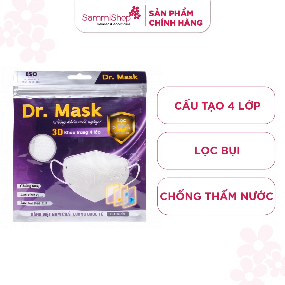 Túi Khẩu trang Dr.Mask 4 lớp 3D S2 3 chiếc