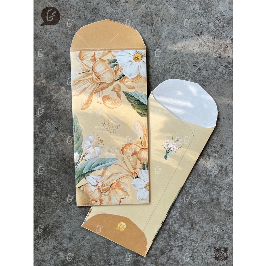 Set LÌ XÌ TẾT Phúc Vinh Khải Hoàn chữ vàng Ép kim, chất liệu giấy Kraft Nhật 6 chiếc/set