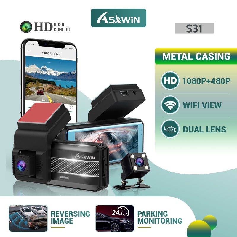 Asawin S31 WIFI Dash Cam Camera hành trình kép cho ô tô chế độ xem ứng thumbnail