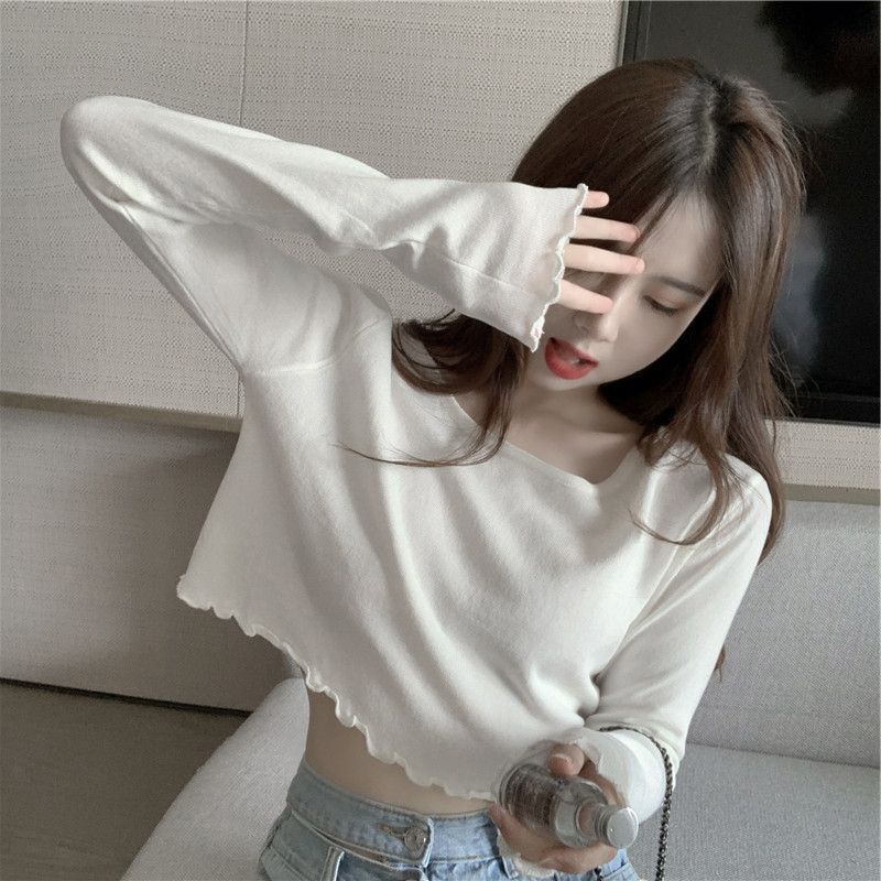 Jiashucheng Áo Thun Tay Dài Chất Nhung Mỏng Phong Cách Đức Thời Trang Xuân Thu Cho Nữ