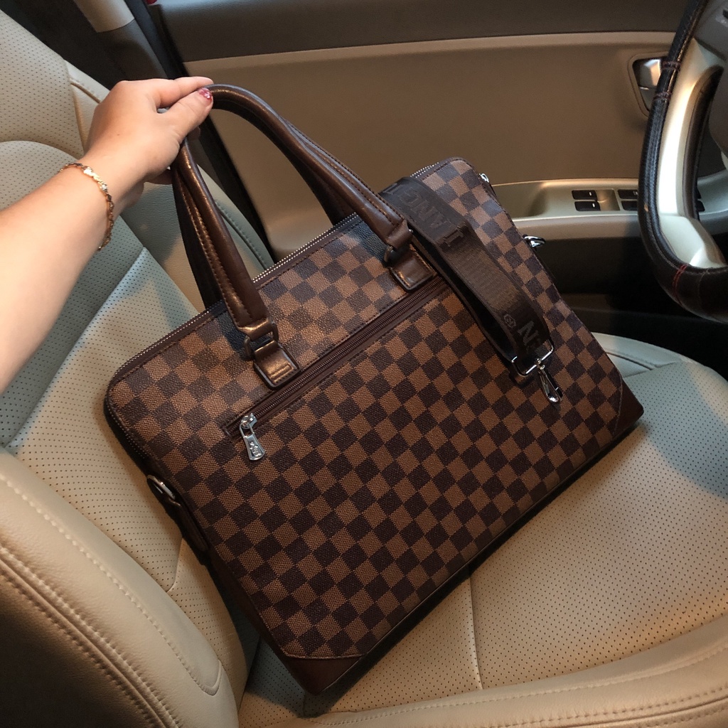 Cặp Da Nam Công Sở LV Cao Cấp, Túi Đựng Laptop 15.6 in Chất Liệu Da THật Bảo Hành 12 Tháng