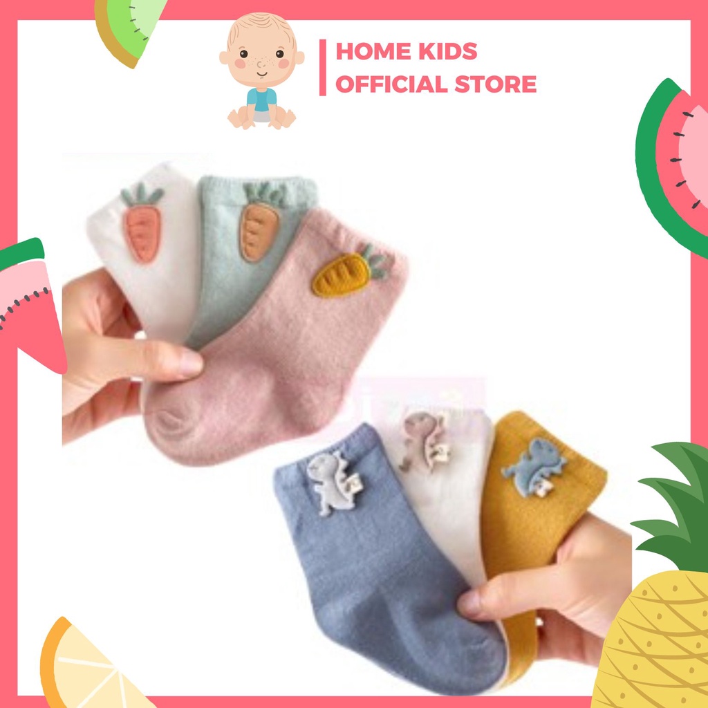 Set 3 đôi tất vớ cao cấp hình cà rốt và khủng cho bé trai bé gái