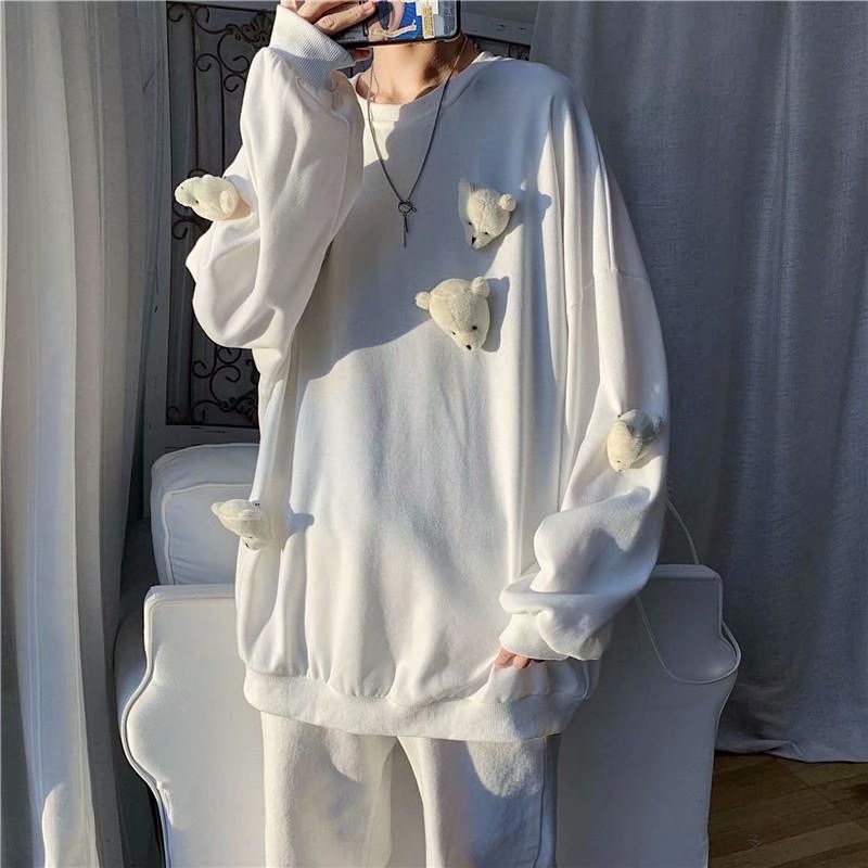 Áo Sweater Cổ Tròn Phủ Lông Màu Trơn Thời Trang Mùa Thu Trẻ Trung Cho Nam 2022 M-5XL