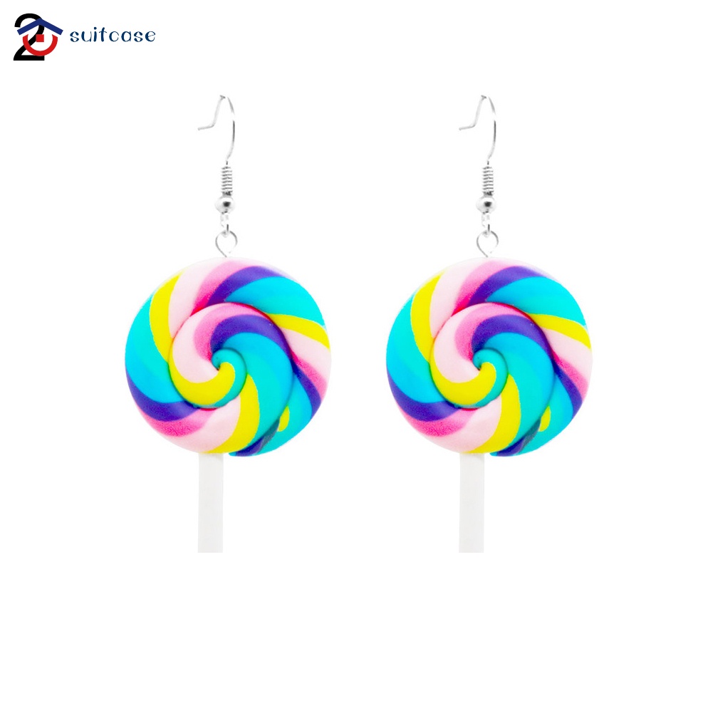 Bông Tai Hình Kẹo Mút Màu Sắc Cầu Vồng Xinh Xắn Thời Trang Cho Nữ