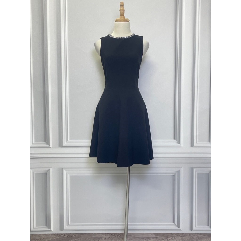 Váy cổ đính đá SPOTLIGHT hàng hiệu chính hãng thời trang nữ V664 màu đen size UK8 secondhand thanh lý ký gửi