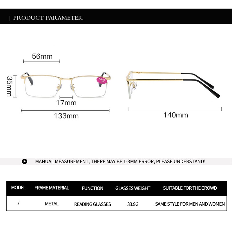 Kính Đọc Sách PTQ Độ Nét Cao Chống Mài Mòn Chống Trầy Xước Thời Trang Cho Nam