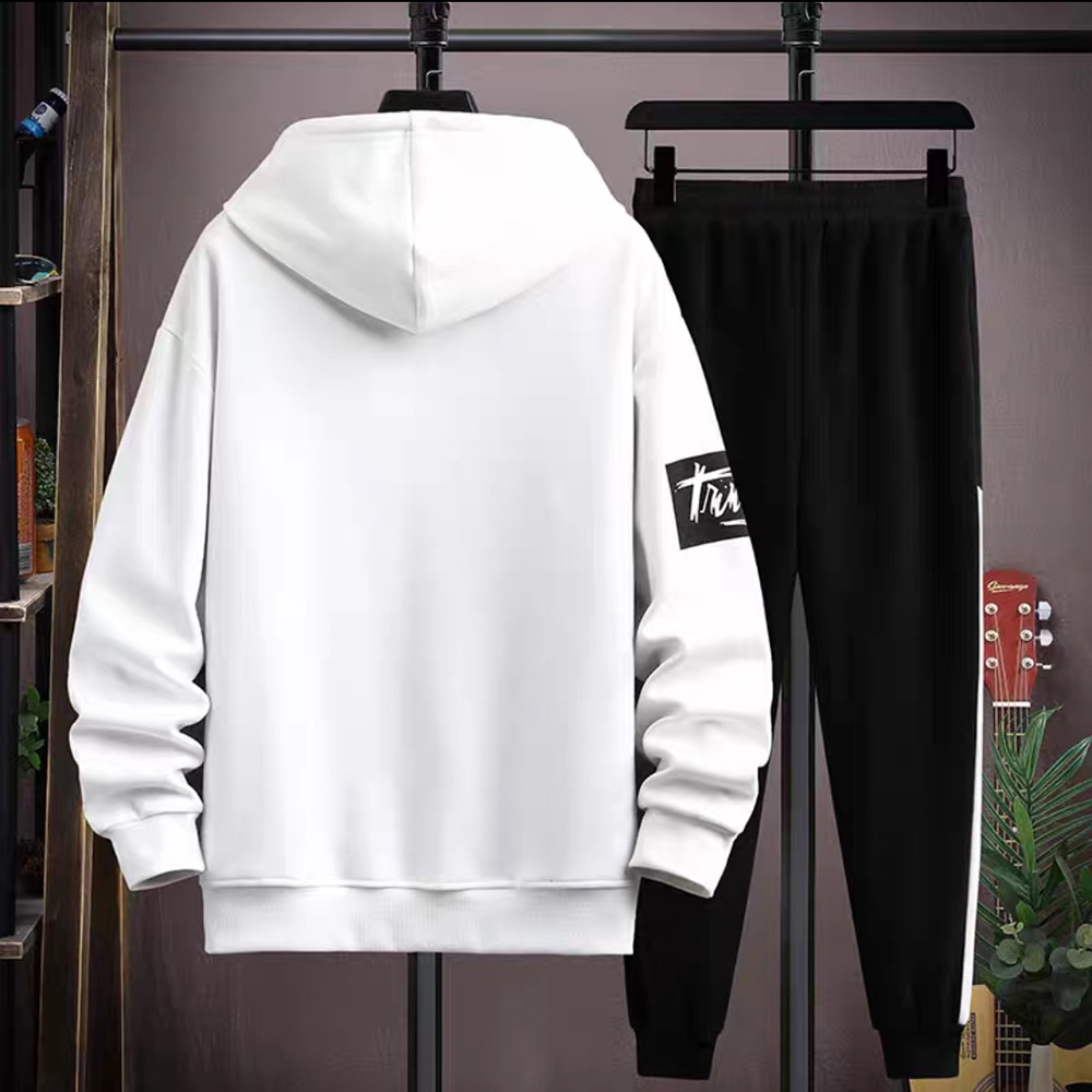 Bộ quần áo hoodies nam SOZO in phối chữ meeting dáng thể thao - SET NAM 90000200C