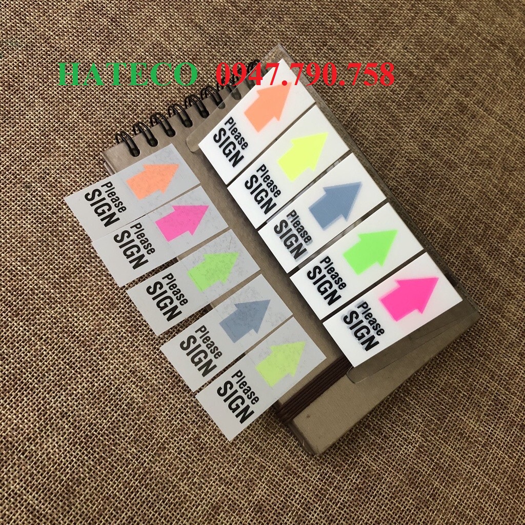 100 tờ Giấy ghi chú, giấy note trình ký 5 mũi tên Please sign Pronoti 45649 - Note Please Sign Here