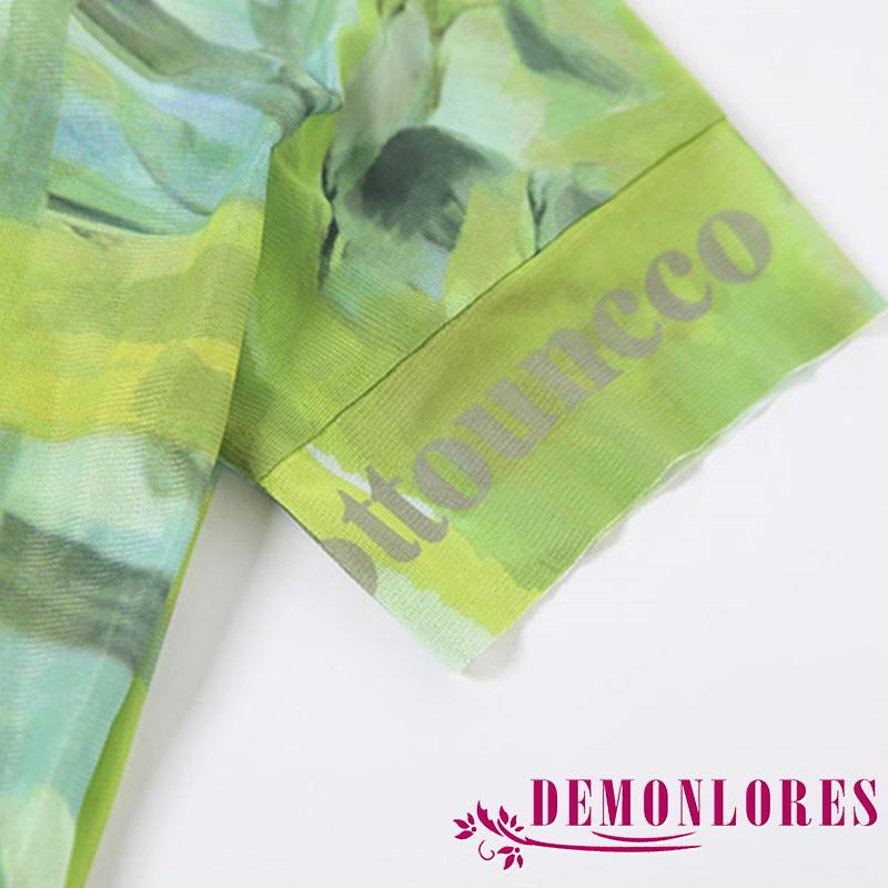 Bộ Áo Croptop Ngắn Tay + Chân Váy Ôm Mini 2 Mảnh In Họa Tiết Graffiti Thời Trang Mùa Hè Cho Nữ