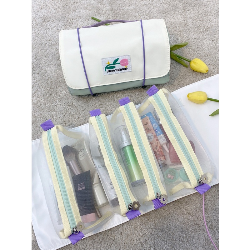 Túi Lưới Đựng Mỹ Phẩm Họa Tiết Hoa Tulip Xinh Xắn Tiện Dụng Khi Đi Du Lịch