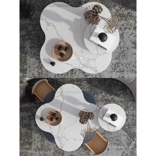 Cặp bàn trà Hoa mặt đá xoay 360° nhập khẩu