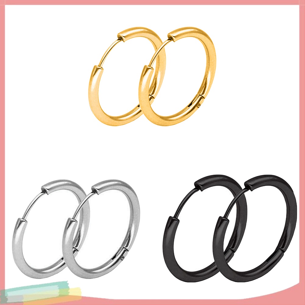 1 Đôi Khuyên Tai Tròn Chất Liệu Thép Không Gỉ Thời Trang