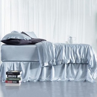Mẫu 2023 - ga giường drap lẻ phi lụa lavish silk cao cấp mát lạnh hàng loại 1 - xám ánh xanh