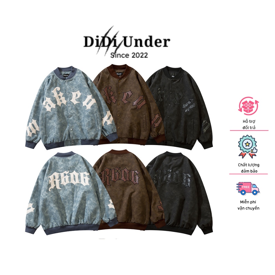 Áo Khoác Varsity Jacket REAKINSSE - Áo Khoác Bomber Unisex Da Dày dặn Basic Old School form rộng chất Hot Trend DDV11