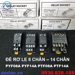 Đế rơ le trung gian 8 - 14 chân dẹt nhỏ , 8 - 14 chân dẹt to pyf08a pyf14a ptf08a ptf14a