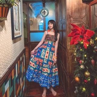 Váy hai dây boho hoạ tiết thổ cẩm