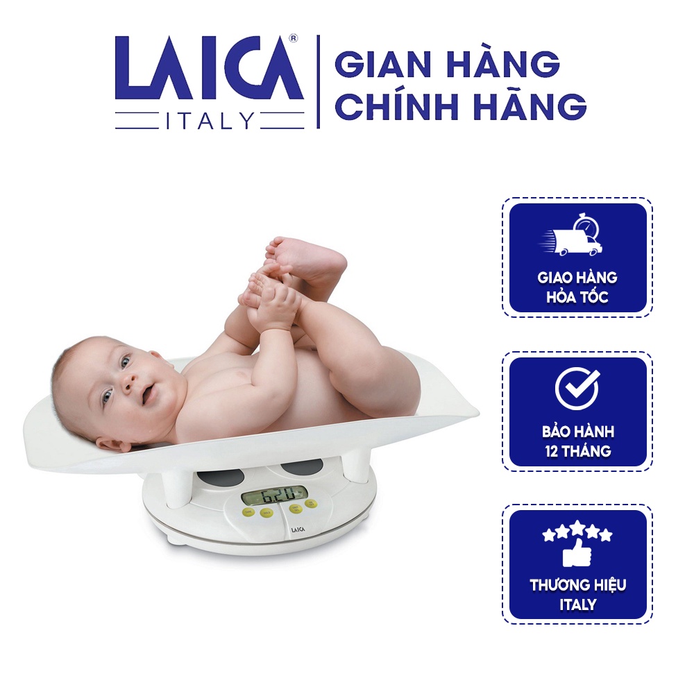 Cân trẻ em điện tử LAICA BF2051 - Mức cân tối đa 20 Kg - Tối thiểu 800g - Thước đo chiều cao 150 cm