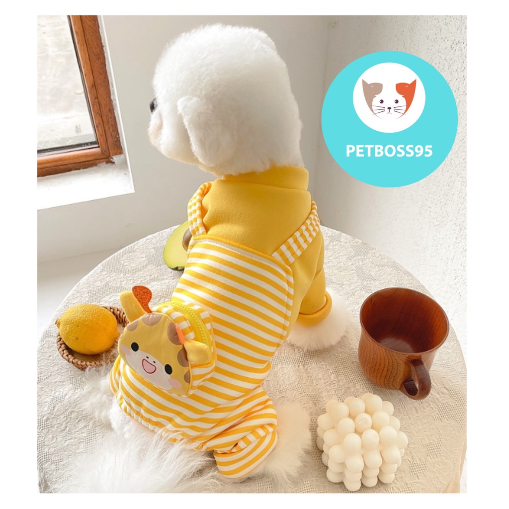 ÁO THUN COTTON HÌNH HƯƠU SỌC VÀNG SIÊU ĐÁNG YÊU CHO THÚ CƯNG
