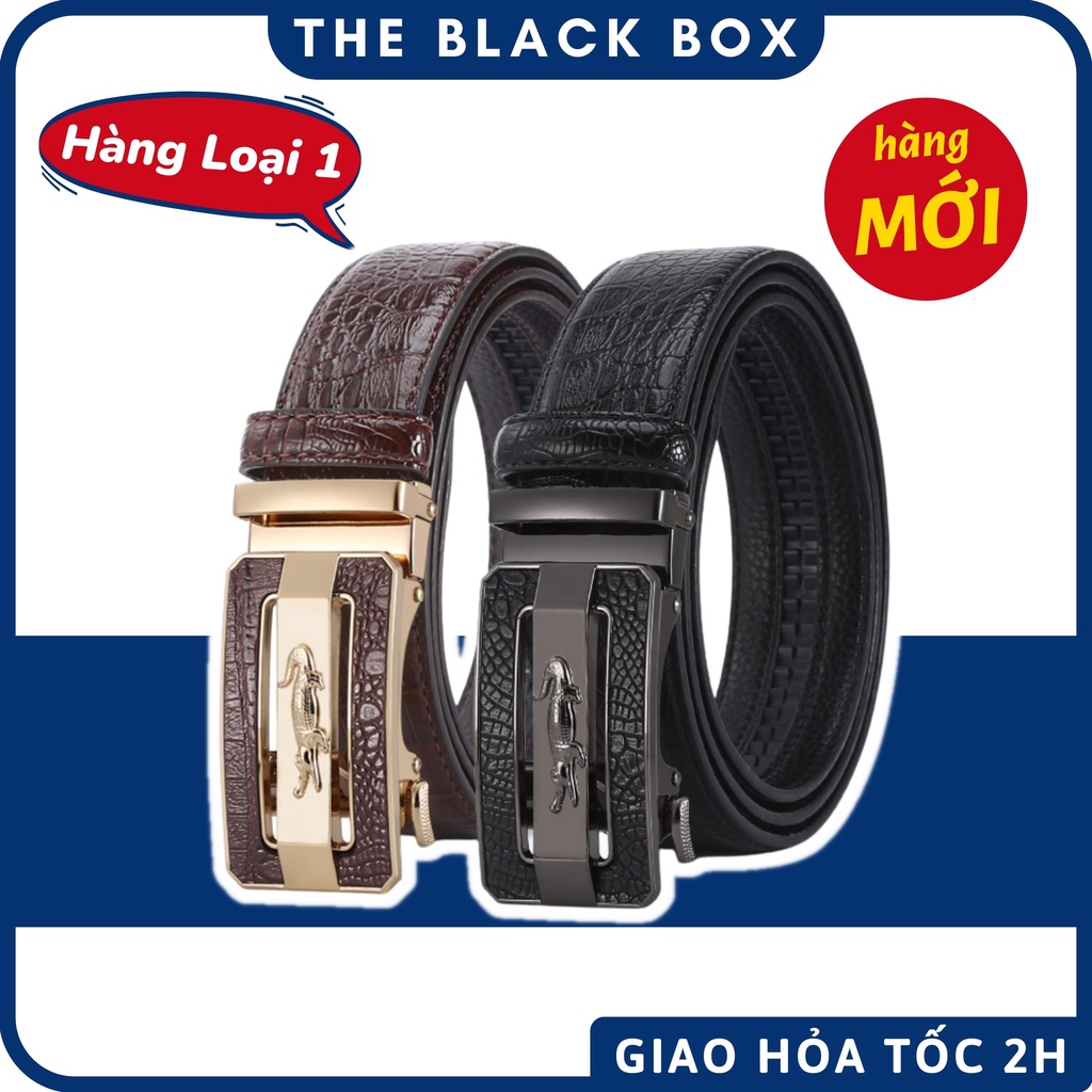 Thắt Lưng Nam Da Vân Cá Sấu Thanh Lịch, Đầu Thép Khoá Tự Động Cao Cấp, Dây Dài 120cm Có 2 Màu Chọn Lựa - THE BLACK BOX
