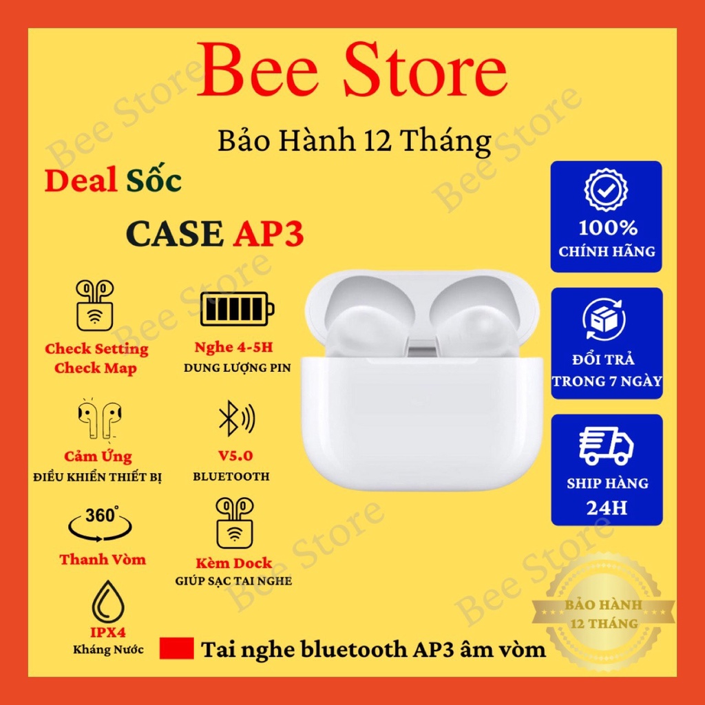 Tai nghe Bluetooth AlP3 Không Dây Full Chức Năng Pin Trâu 4-6h, Định Vị, Đổi Tên, Bass Mạnh , Dùng Cho Mọi Loại Máy