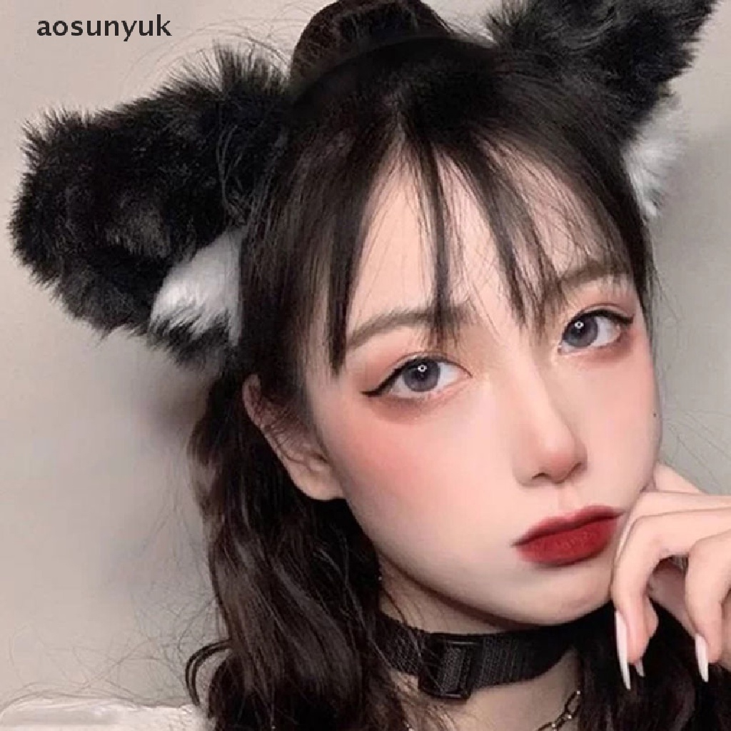 Aosunyuk Băng Đô Tai Mèo Lông Xù Hóa Trang Lolita Đáng Yêu Cho Nữ