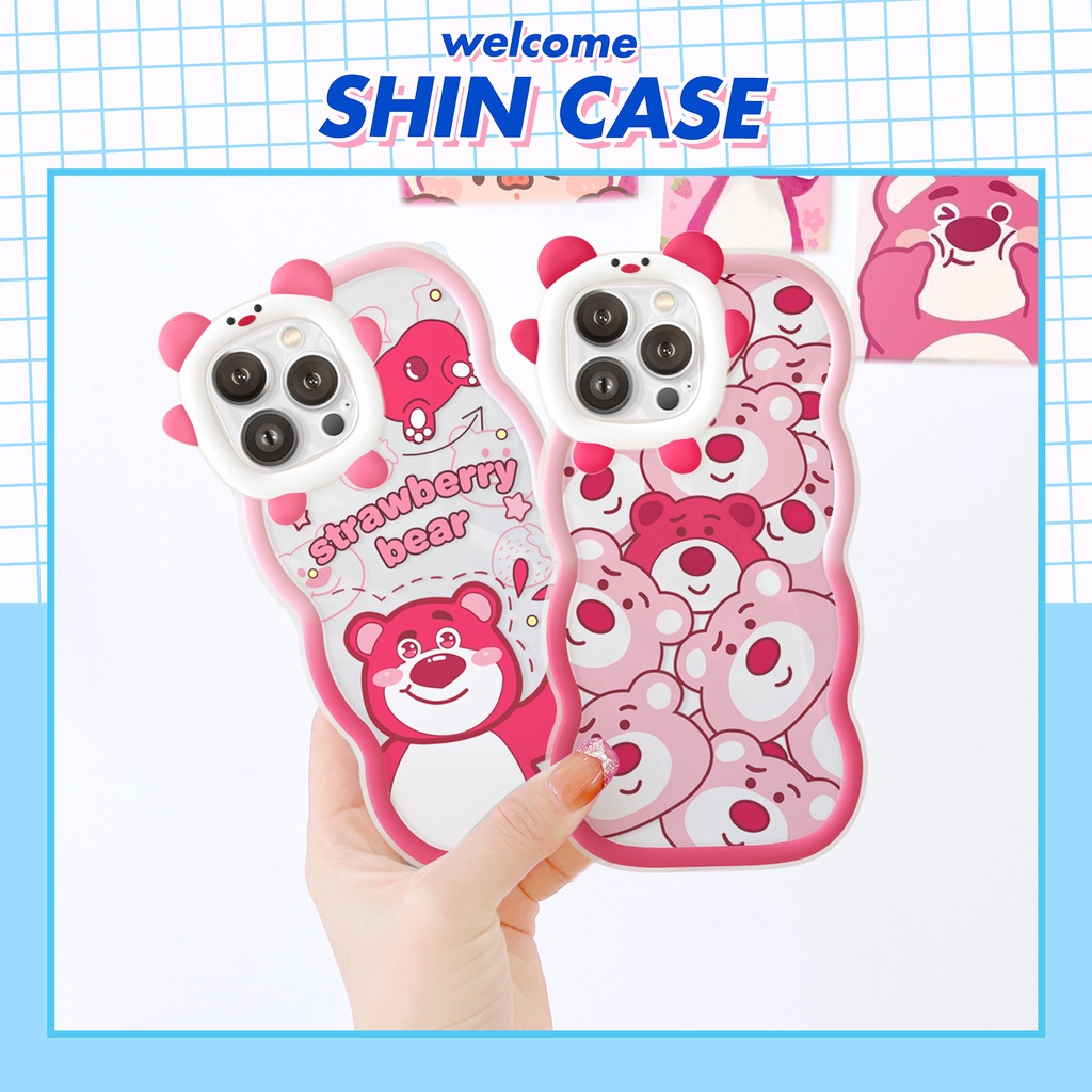 Ốp lưng iphone viền gấu sóng Pink Lotso 6/6plus/6s/6splus/7/7plus/8/8plus/x/xr/xs/11/12/13/pro/max/plus/promax/Shin/Case