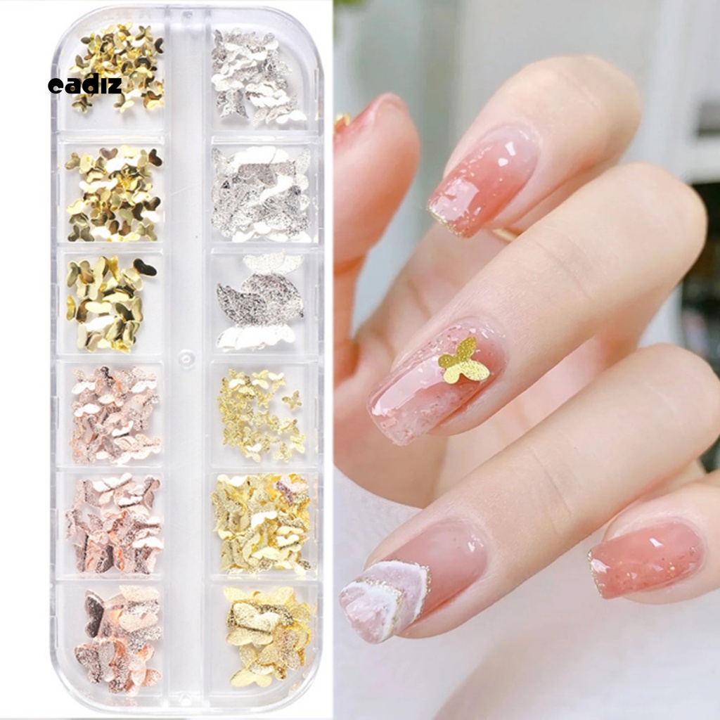 1 Hộp Phụ Kiện Trang Trí Móng Tay Hình Bướm 3D DIY