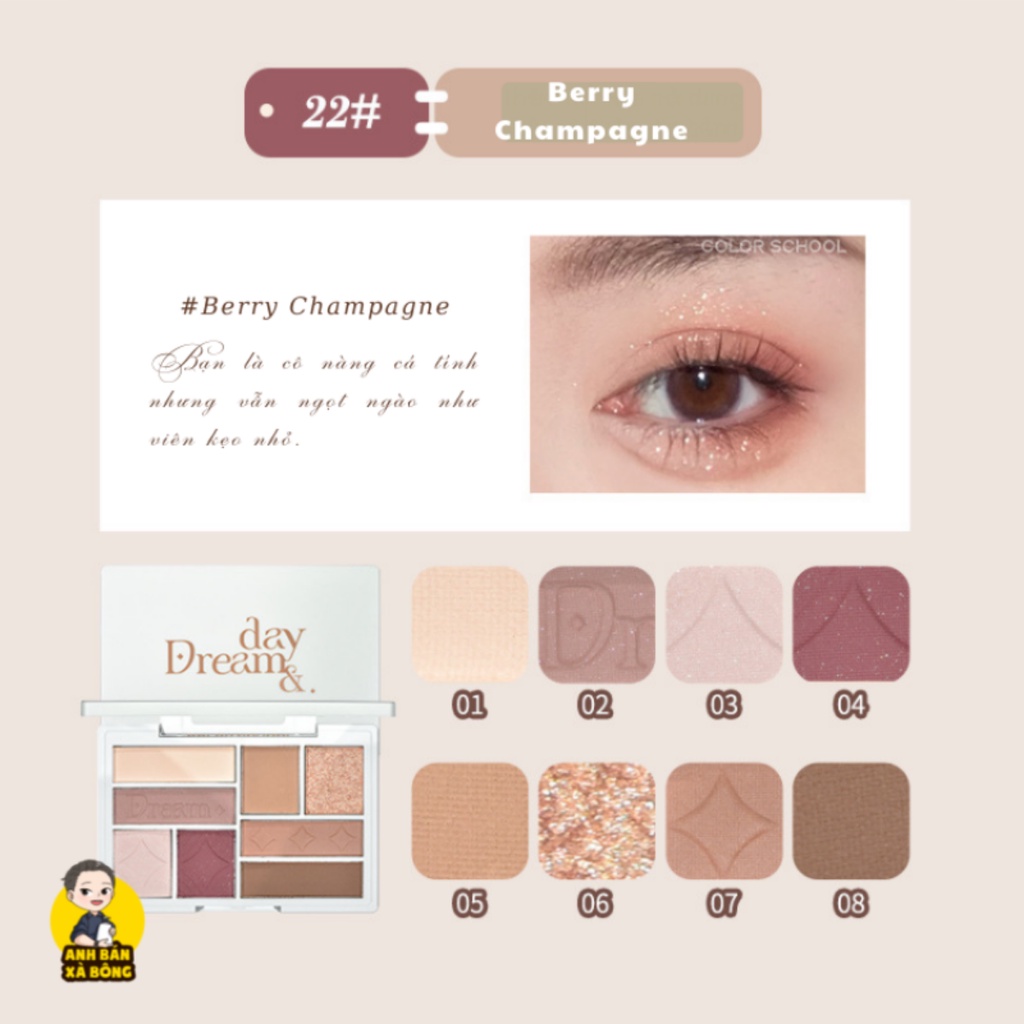 Bảng Phấn Mắt 8 ô Nhũ Lì COLOR SCHOOL 8-Color Dream Day Eyeshadow Palette CS010