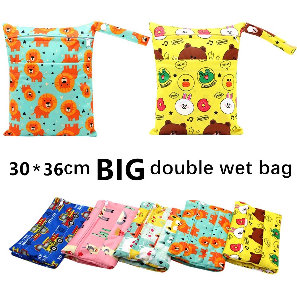 Túi Đựng Tã Lót Chống Thấm Nước Hai Ngăn Kích Thước 30*36cm