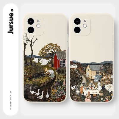 Ốp điện thoại JURSUE Y2675 in hình phong cảnh thích hợp cho iPhone 17 16 15 14 13 12 11 Pro Max SE 2020 X XR XS ip 8 7 Plus