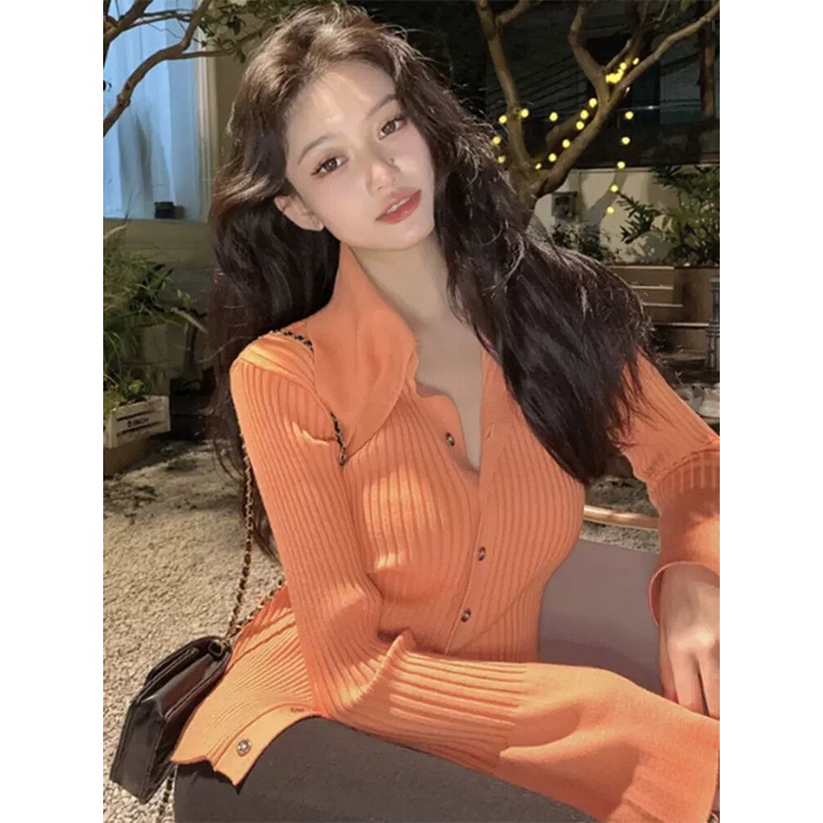 ZHELIHANGFEI Áo Khoác Cardigan Dệt Kim Tay Dài Dáng Ôm Gợi Cảm Cho Nữ