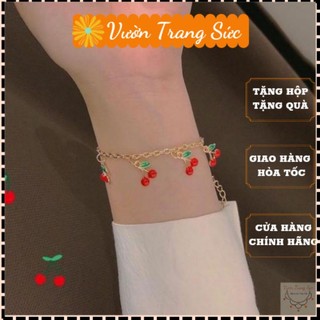 Vòng tay titan nữ - Lắc tay nữ titan cherry đỏ siêu dễ thương, cá tính Vườn Trang Sức