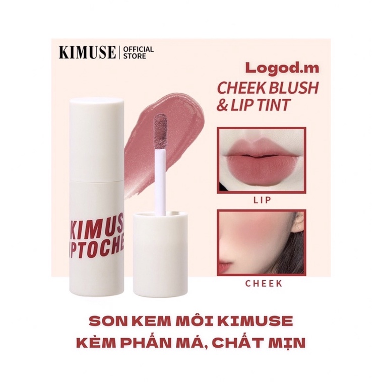 🎀(bản Liptocheek)Son Kem Kiêm Má Hồng KIMUSE🎀 Chất Mềm - Logod.m