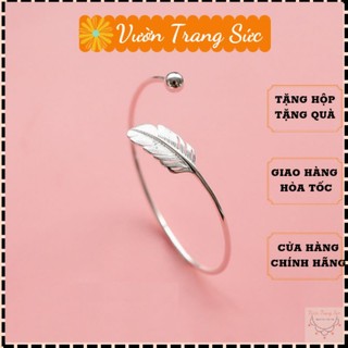 Lắc tay nữ bạc S925, Vòng tay bạc nữ S925 lông vũ dễ thương, xinh xắn Vườn Trang Sức