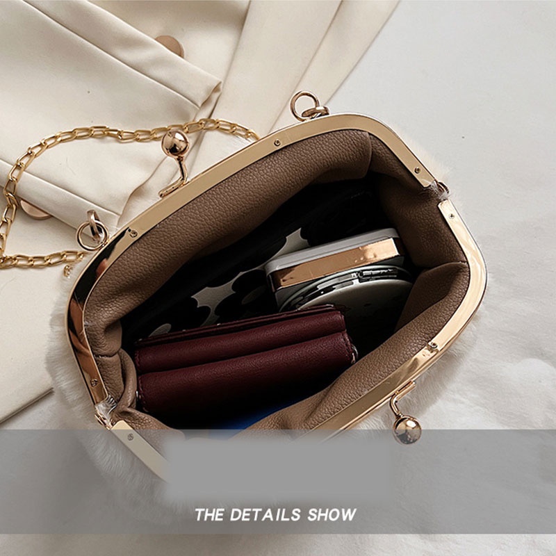 Mischa Túi Đeo Chéo Vai Màu Trơn Chất Liệu Lông Đơn Giản Thời Trang Thu Đông