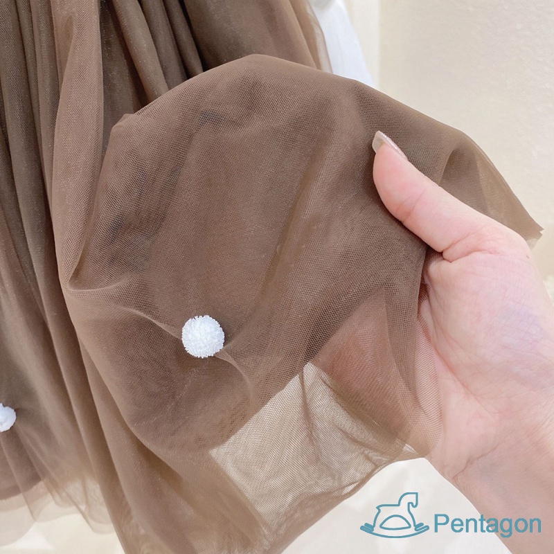 Đầm Lưới Công Chúa Hai Dây Thắt Nơ Lưng Màu Trơn Thời Trang Mùa Hè Cho Bé Gái