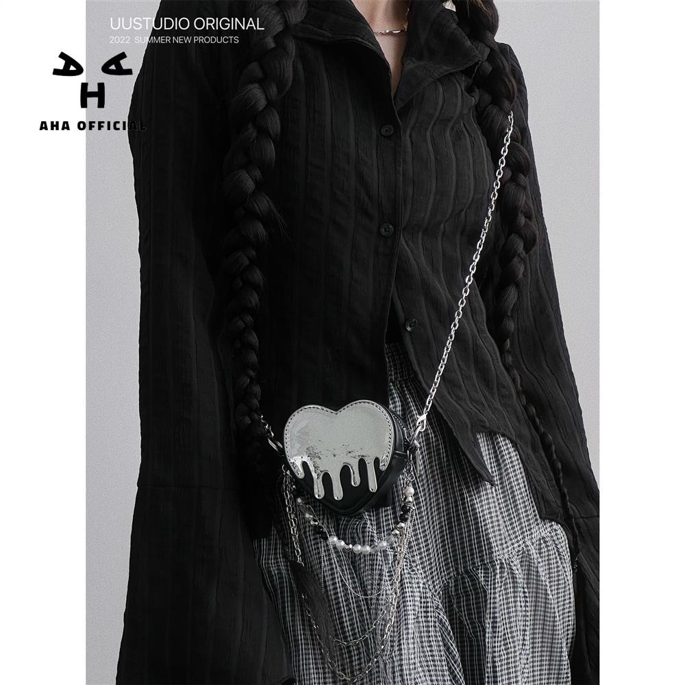 Túi đựng tai nghe son môi AHA official mini phối dây xích thiết kế thời trang