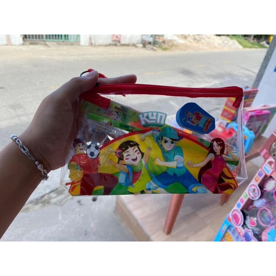 TÚI BÚT KUN tặng kèm viết chì, thước, gom hàng khuyến mãi sữa kun