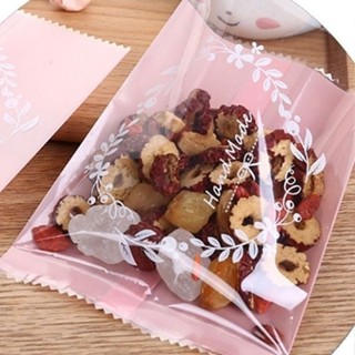 Set 100 túi nilon kiểu vòng hoa 4 màu, túi đựng bánh kẹo trà hoa