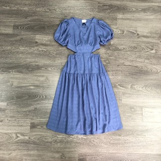 Đầm HD cổ V cột lưng khoét eo