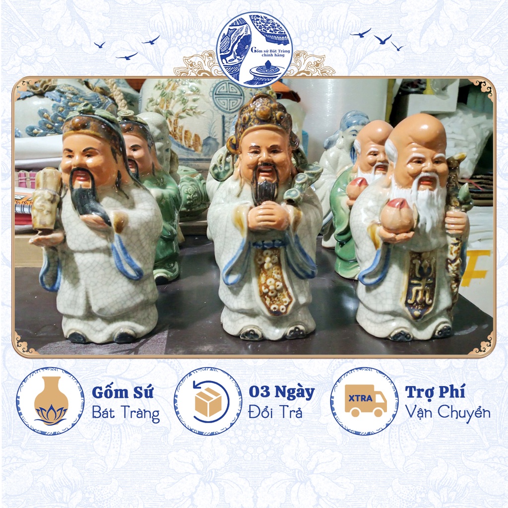 Bộ tam đa Phúc Lộc Thọ 18cm đồ thủ công cao cấp - Gốm sứ Bát Tràng chính hãng