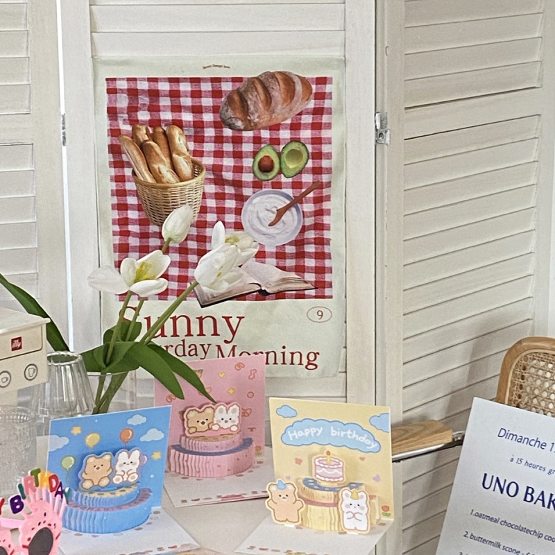 Thảm Treo Tường Trang Trí In Hình Thức Ăn Phong Cách Hàn Quốc