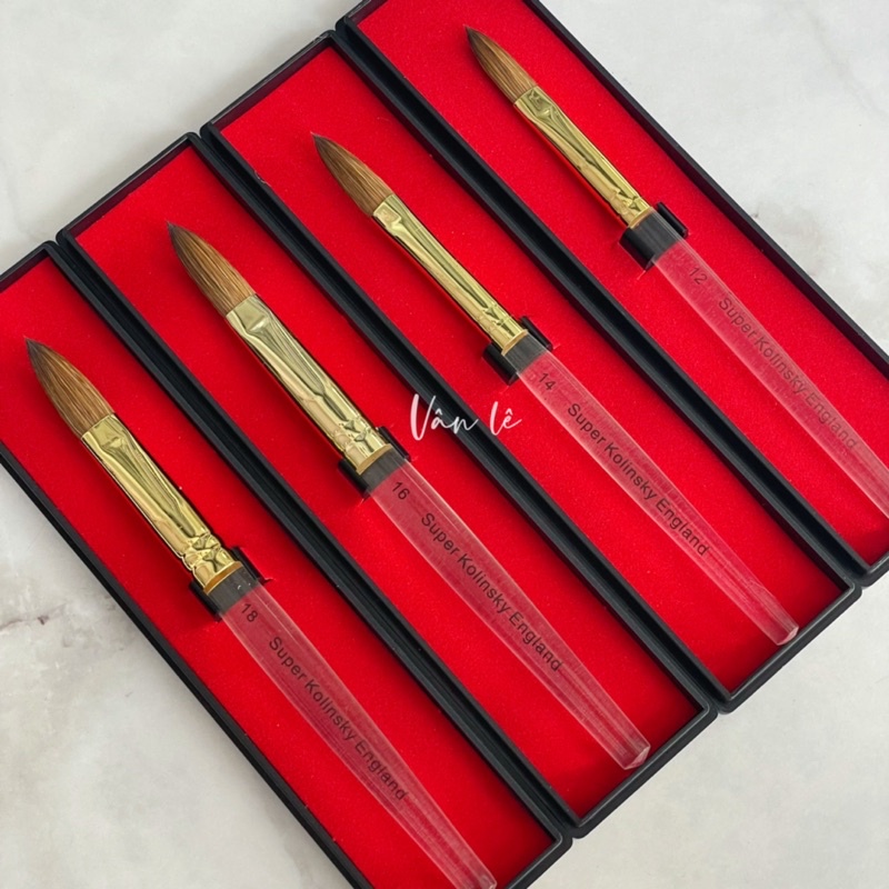 Bút cọ đắp bột xịn cán trong super kolinsky sz12 14 16 18