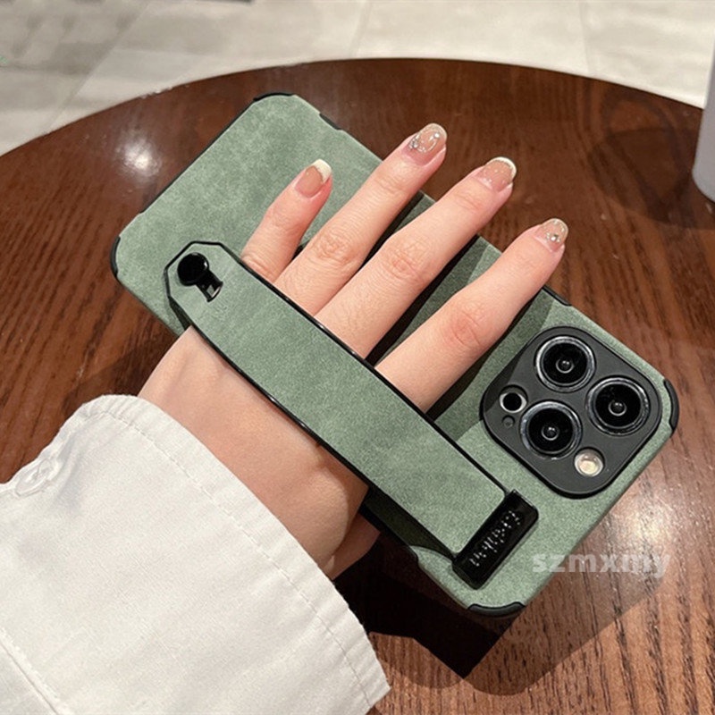 Ốp Điện Thoại Da Cừu Mềm Gắn Dây Đeo Cổ Tay Làm Vòng Đỡ Chống Rơi Cho IPhone 14 13 12 11 Pro X XS Max XR 7 8 Plus