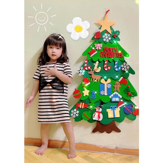 Cây thông noel vải dạ, vải nỉ 32 chi tiết, đồ trang trí giáng sinh