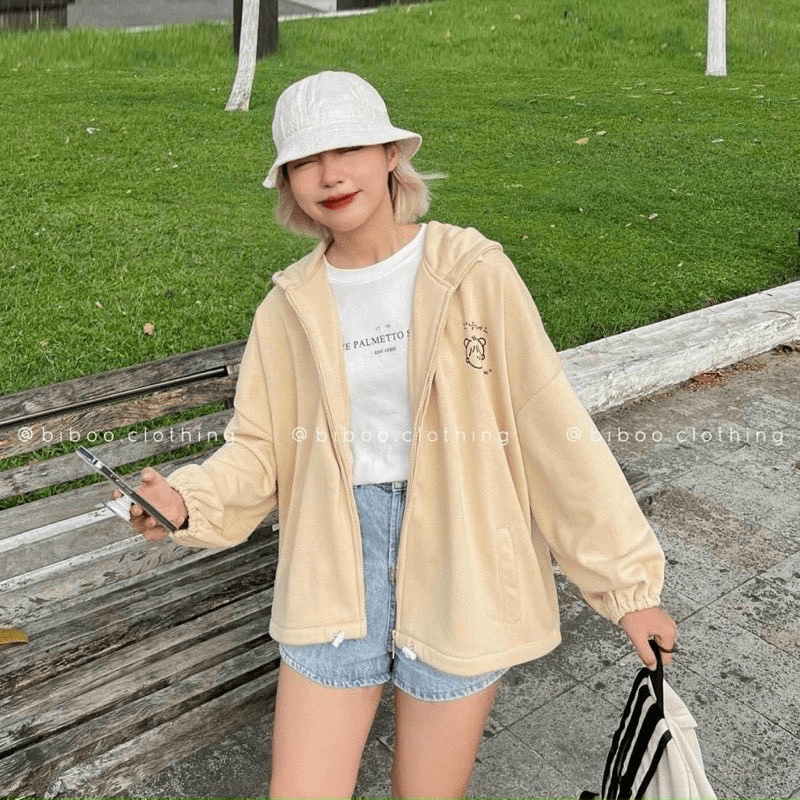 (MẪU MỚI) ÁO KHOÁC NỈ HOODIE DÂY KÉO CÓ NÓN FORM THỤNG IN HÌNH CÔ BÉ NHÍ MẶC ĐI HỌC ĐI CHƠI CỰC XINH TPV9 VALENTINA