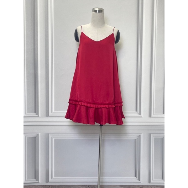 Váy hai dây 21SIX hàng hiệu chính hãng thời trang nữ V561 màu đỏ size S secondhand thanh lý ký gửi