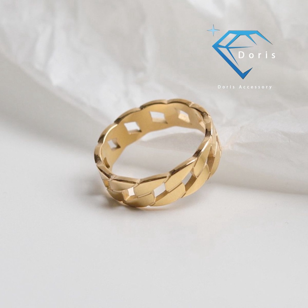 Nhẫn nữ Doris titan xích Gold J6-204